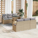 Havesofa Sæt med opbevaring 7 pcs Beige og lys grå polyrattan