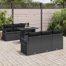 Havesofa Sæt med opbevaring med pude 7 pcs Sort polyrattan