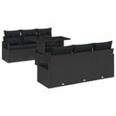 Havesofa Sæt med opbevaring med pude 7 pcs Sort polyrattan