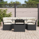 Havesofa Sæt med opbevaring med pude 7 pcs Sort polyrattan