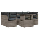 Havesofa Sæt med opbevaring med pude 7 pcs Grå polyrattan