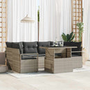 Havesofa Sæt med opbevaring med pude 7 pcs Lysegrå polyrattan