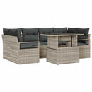 Havesofa Sæt med opbevaring med pude 7 pcs Lysegrå polyrattan