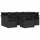 Havesofa Sæt med opbevaring med pude 7 pcs Sort polyrattan