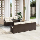 Havesofa Sæt med pude 8 pcs Brun og Creme polyrattan