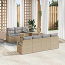 Havesofa Sæt med pude 8 pcs Beige og lys grå polyrattan