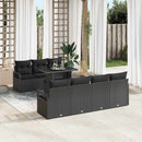 Havesofa Sæt med opbevaring med pude 8 pcs Sort polyrattan