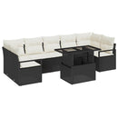 Havesofa Sæt med pude 8 pcs Sort og cremefarvet polyrattan