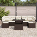 Havesofa Sæt med pude 8 pcs Brun og cremefarvet polyrattan