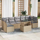 Havesofa Sæt med pude 8 pcs Beige og lys grå polyrattan