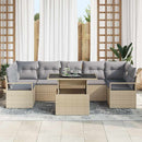 Havesofa Sæt med pude 8 pcs Beige og lys grå polyrattan