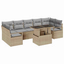 Havesofa Sæt med pude 8 pcs Beige og lys grå polyrattan