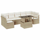 Havesofa Sæt med pude 8 pcs beige og cremefarvet polyrattan
