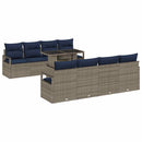 Havesofa Sæt med pude 7 pcs Grå og Marineblå polyrattan