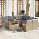 Havesofa Sæt med pude 9 pcs Beige og lys grå polyrattan