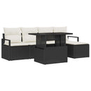 Havesofa Sæt med opbevaring 6 pcs Sort og Cream polyrattan