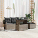 Havesofa Sæt 6 pcs Grå Polyrattan og pulverlakeret stål og glas
