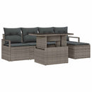 Havesofa Sæt 6 pcs Grå Polyrattan og pulverlakeret stål og glas