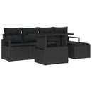 Havesofa Sæt med pude 6 pcs Sort polyrattan