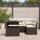 Havesofa Sæt med pude 5 pcs Brun og Creme polyrattan