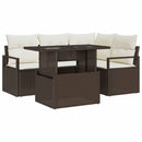 Havesofa Sæt med pude 5 pcs Brun og Creme polyrattan