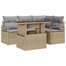 Havesofa Sæt med pude 5 pcs beige og lysegrå polyrattan