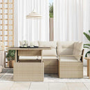 Havesofa Sæt med pude 5 pcs beige og cremefarvet polyrattan