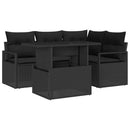Havesofa Sæt med pude 5 pcs Sort polyrattan