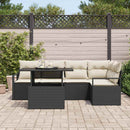 Havesofa Sæt med opbevaring 6 pcs Sort og Cream polyrattan