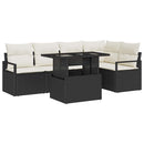 Havesofa Sæt med opbevaring 6 pcs Sort og Cream polyrattan