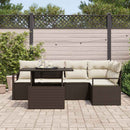 Havesofa Sæt med pude 6 pcs Brun og cremefarvet polyrattan