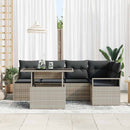 Havesofa Sæt med pude 6 pcs Lysegrå polyrattan