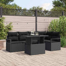 Havesofa Sæt med pude 6 pcs Sort polyrattan