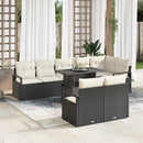 Havesofa Sæt med pude 9 pcs Sort og Cream polyrattan