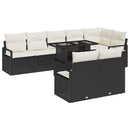 Havesofa Sæt med pude 9 pcs Sort og Cream polyrattan