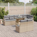 Havesofa Sæt med pude 9 pcs beige og lysegrå polyrattan