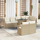 Havesofa Sæt med pude 9 pcs Beige og creme polyrattan