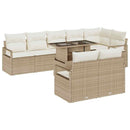 Havesofa Sæt med pude 9 pcs Beige og creme polyrattan