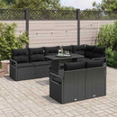 Havesofa Sæt 9 pcs 8-Antal sæder Sort polyrattan