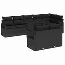Havesofa Sæt 9 pcs 8-Antal sæder Sort polyrattan