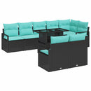 Havesofa Sæt med opbevaring 9 pcs Sort og Blå polyrattan
