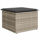 Havesofa Sæt 7 pcs Lysegrå Polyrattan og pulverlakeret stål