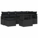 Havesofa Sæt 7 pcs Sort Polyrattan og pulverlakeret stål
