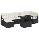 Havesofa Sæt med pude 8 pcs Sort og cremefarvet