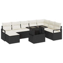 Havesofa Sæt med pude 9 pcs Sort og cremefarvet