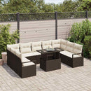 Havesofa Sæt med pude 10 pcs Brun og Creme polyrattan