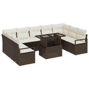 Havesofa Sæt med pude 10 pcs Brun og Creme polyrattan