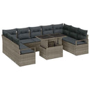 Havesofa Sæt med pude 10 pcs Grå polyrattan