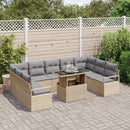 Havesofa Sæt med pude 10 pcs beige og lysegrå polyrattan