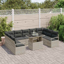 Havesofa Sæt med pude 10 pcs Lysegrå polyrattan